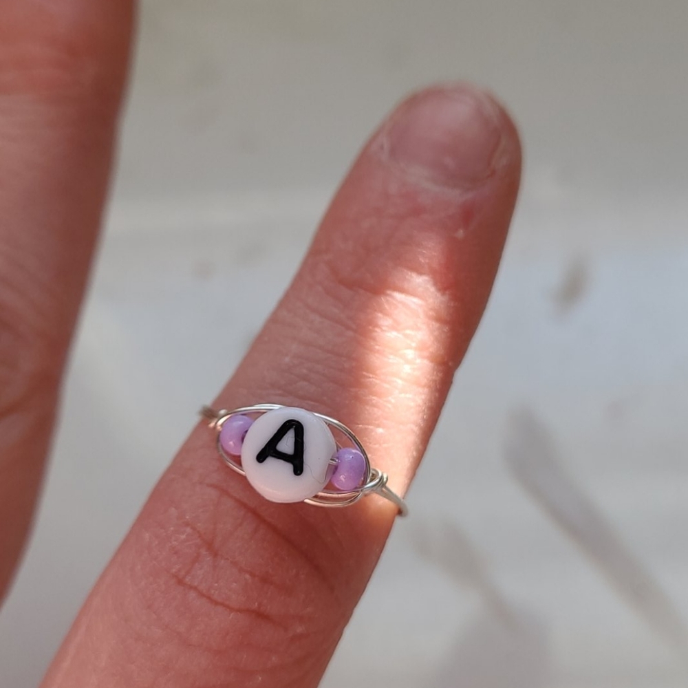 "A" ring with beads